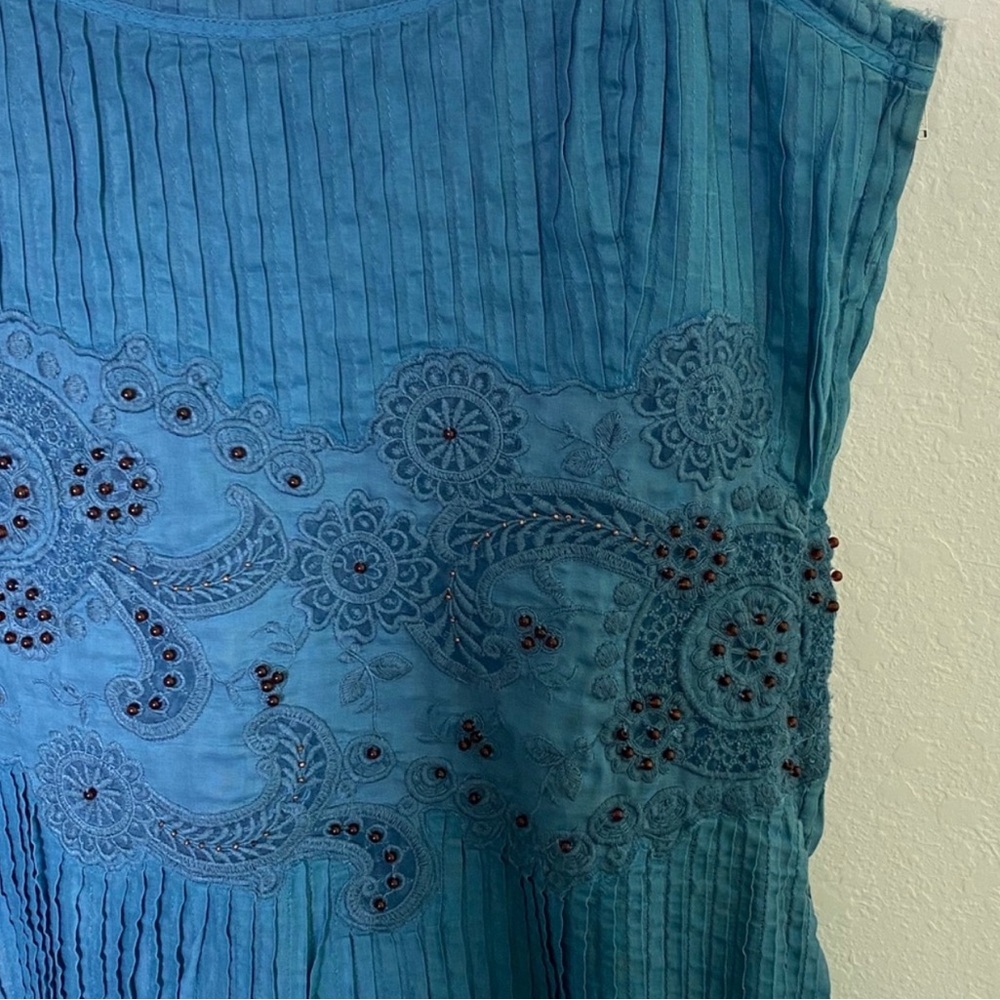 Anthropologie NWT Odille Blue Chalet Beaded Dress size 12 - Picture 11 of 12